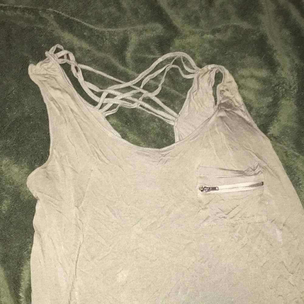 Olive green detailed back tank
